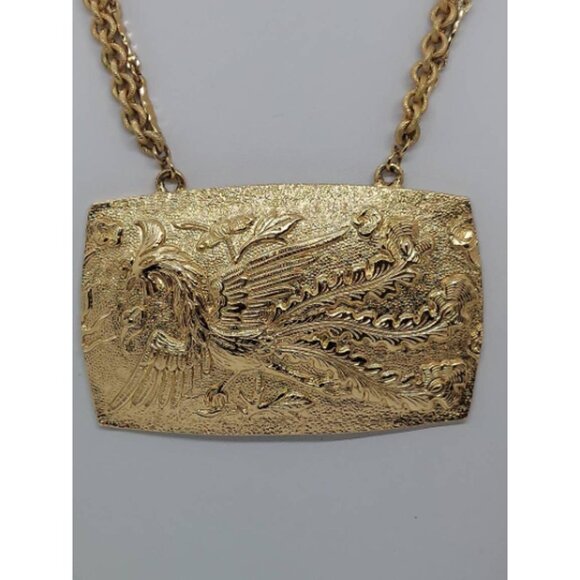 Napier Bird of paradise necklace Art nouveau peacock statement necklace Book - Picture 1 of 9